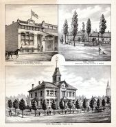 Tulare Public School, Pillsbury and Ellsworth, Daily and Weekly Register, Public Fountain, Tulare County 1892